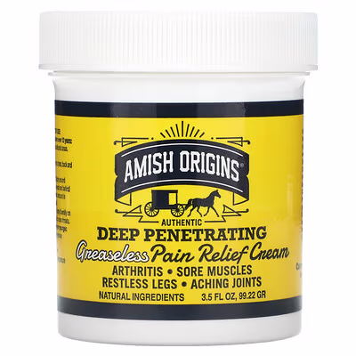 Amish Origins, Deep Penetrating, Pain Relief Greaseless Cream, 3.5 fl oz (99.22 g)