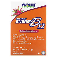 NOW Foods, Instant Energy B12, 2,000 mcg, 75 Packets, 0.035 oz (1 g) Each