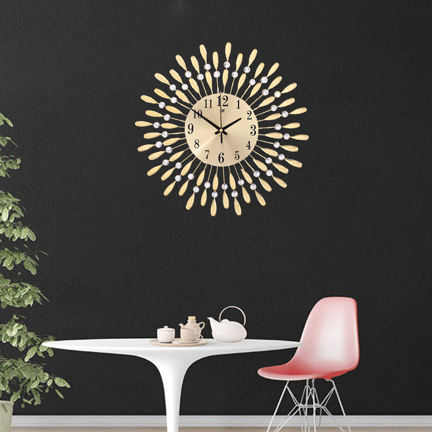 Crystal Sun-Shaped Wall Clock