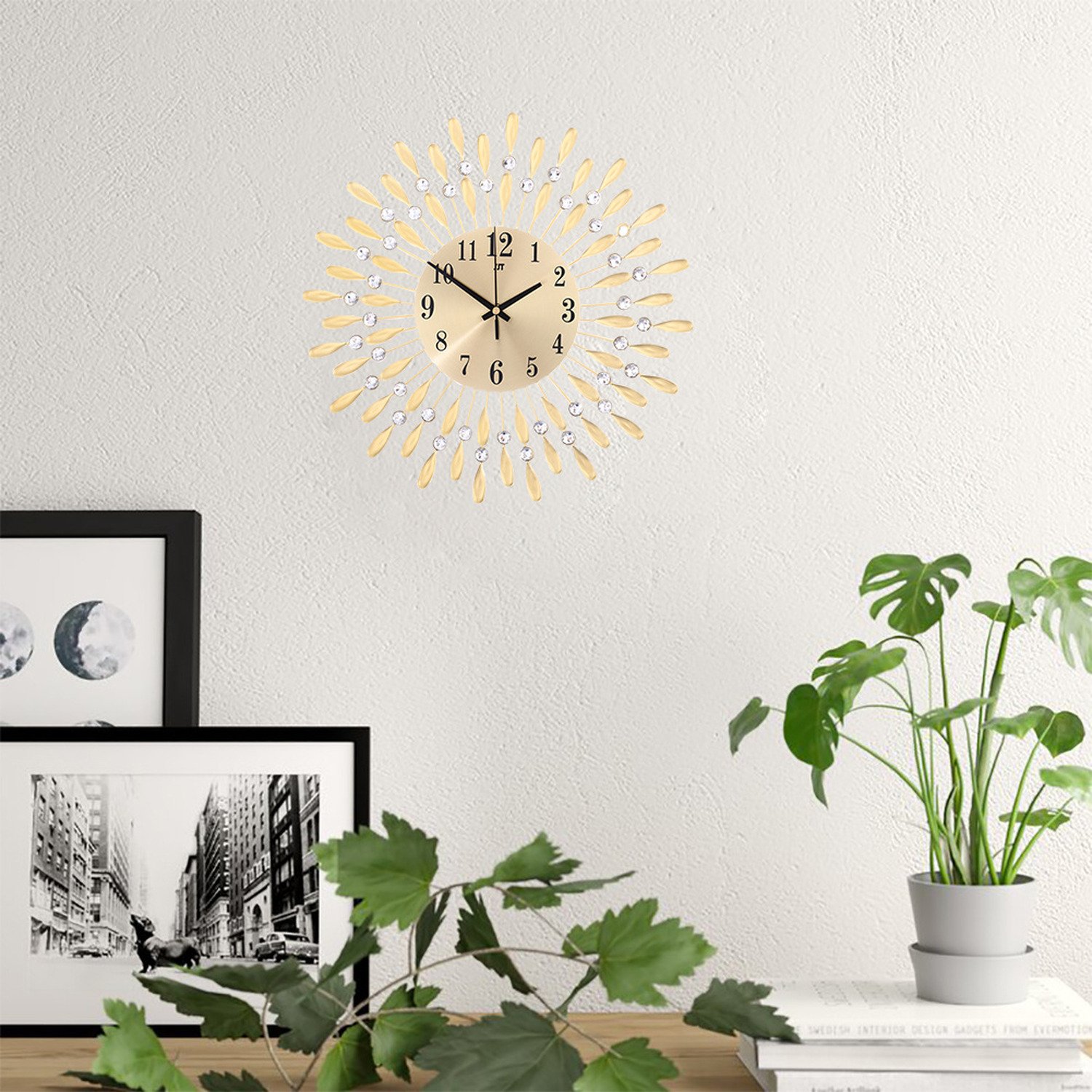 Crystal Sun-Shaped Wall Clock - Image 2