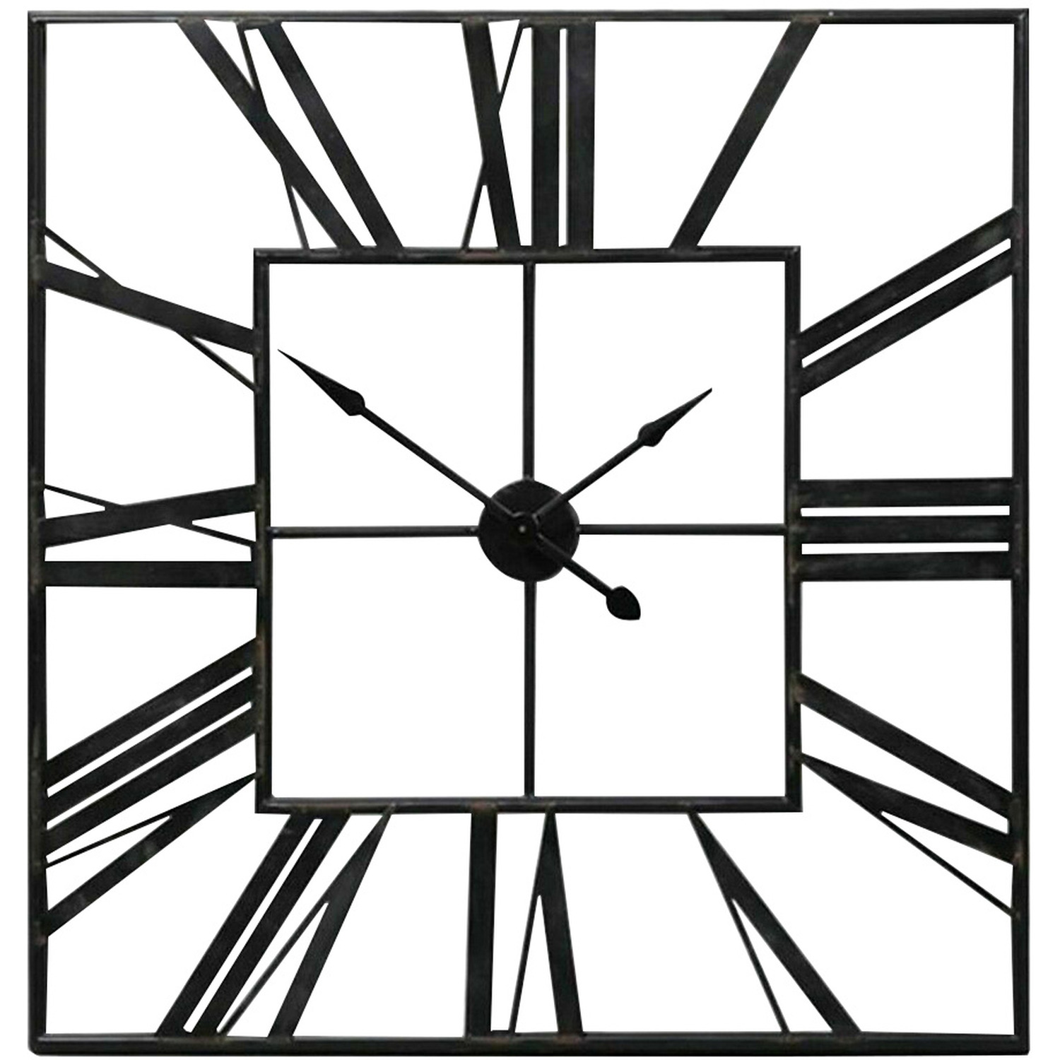 Large Vintage Roman Numeral Metal Wall Clock - Black - Image 2